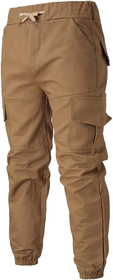Cargo Pants for Men Big and Tall Men's Joggers with Zipper Pockets Running Athletic Workout Pants Tapered Sweatpants