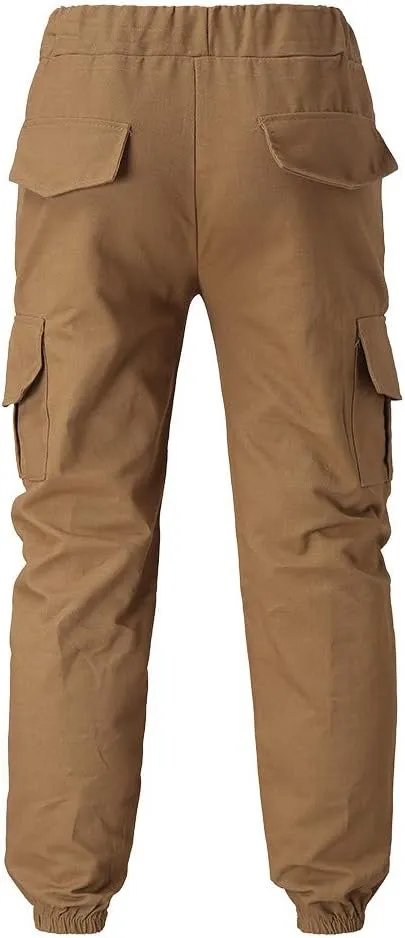 Cargo Pants for Men Big and Tall Men's Joggers with Zipper Pockets Running Athletic Workout Pants Tapered Sweatpants