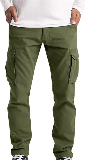 Cargo Pants for Men Lounge Baggy Straight Wide Leg Stretch Slacks Athletic Jogging Sweatpants with Pockets