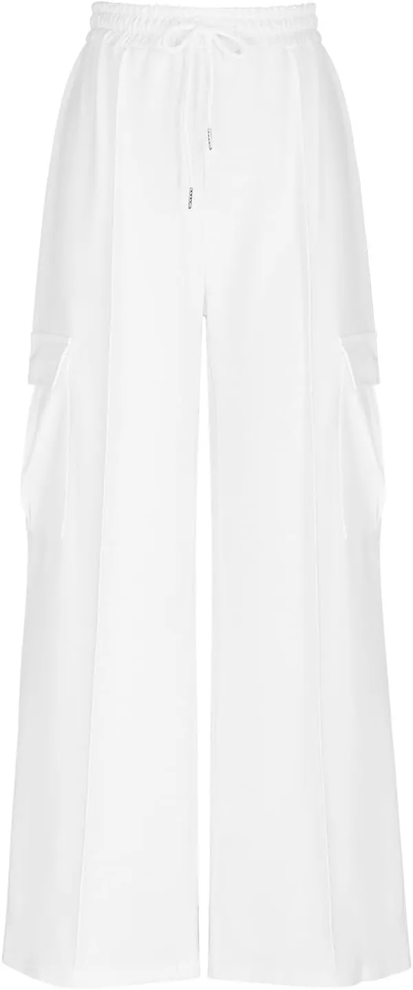 Cargo Sweatpants for Women Baggy Fleece Lined Joggers with Pockets Athletic High Waisted Wide Leg Lounge Pants
