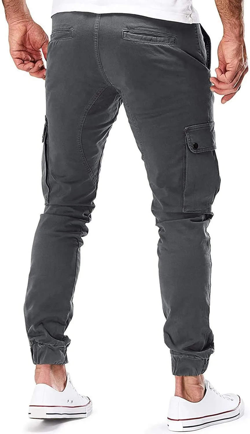 Cargo Trousers for Men Running Men's Joggers Pants with Deep Zip Pockets Recycled Polyester Athletic Pants Loose-fit