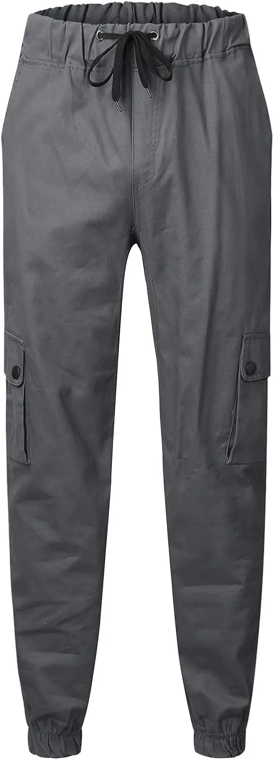 Cargo Trousers for Men Running Men's Joggers Pants with Deep Zip Pockets Recycled Polyester Athletic Pants Loose-fit