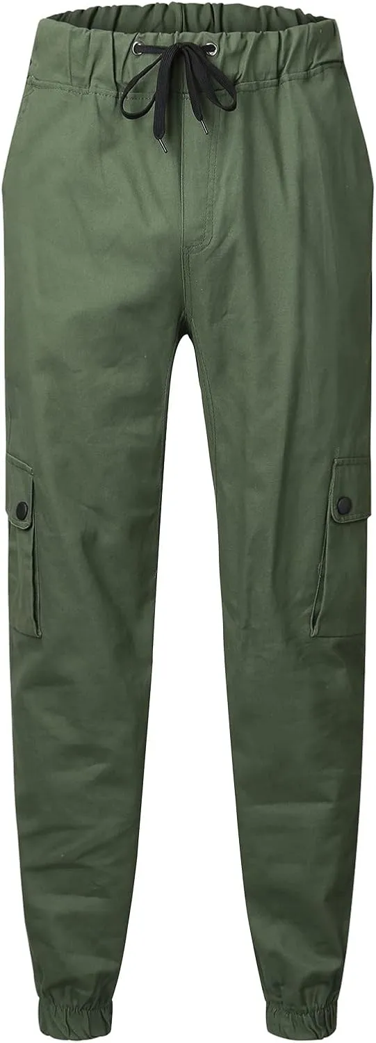 Cargo Trousers for Men Running Men's Joggers Pants with Deep Zip Pockets Recycled Polyester Athletic Pants Loose-fit