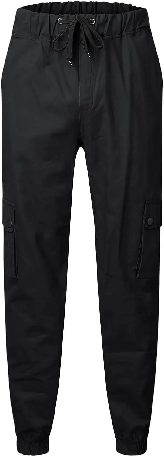 Cargo Trousers for Men Running Men's Joggers Pants with Deep Zip Pockets Recycled Polyester Athletic Pants Loose-fit