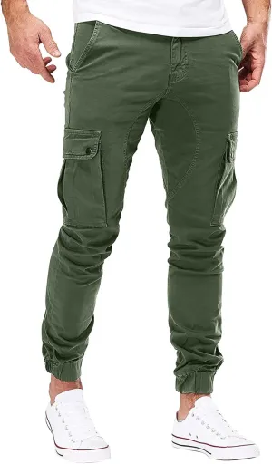 Cargo Trousers for Men Running Men's Joggers Pants with Deep Zip Pockets Recycled Polyester Athletic Pants Loose-fit
