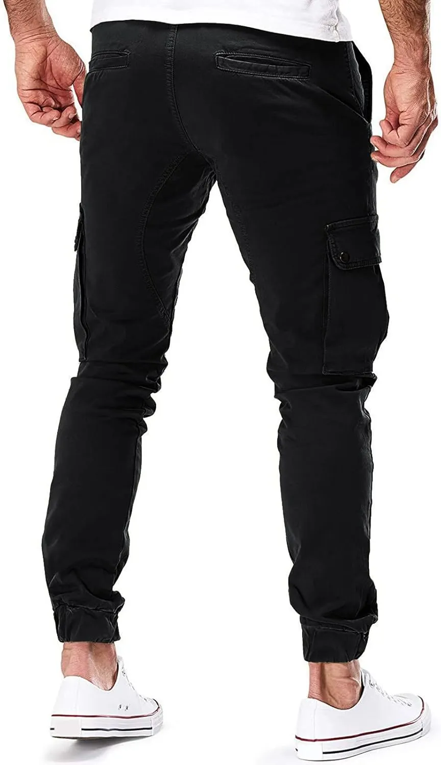 Cargo Trousers for Men Running Men's Joggers Pants with Deep Zip Pockets Recycled Polyester Athletic Pants Loose-fit