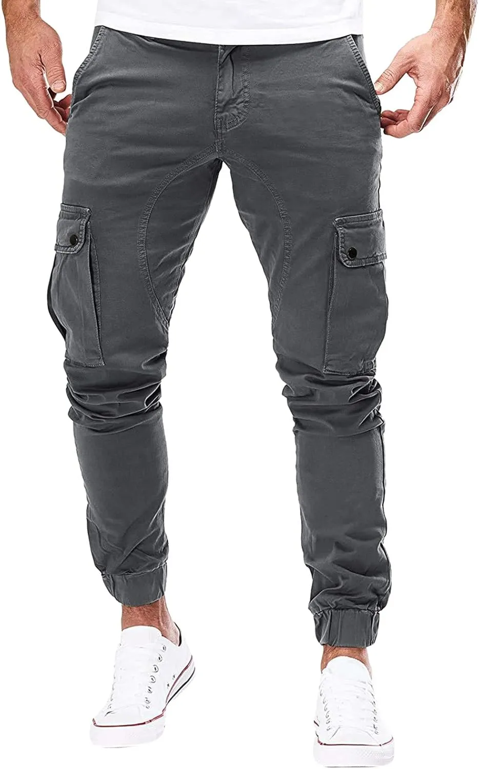 Cargo Trousers for Men Running Men's Joggers Pants with Deep Zip Pockets Recycled Polyester Athletic Pants Loose-fit
