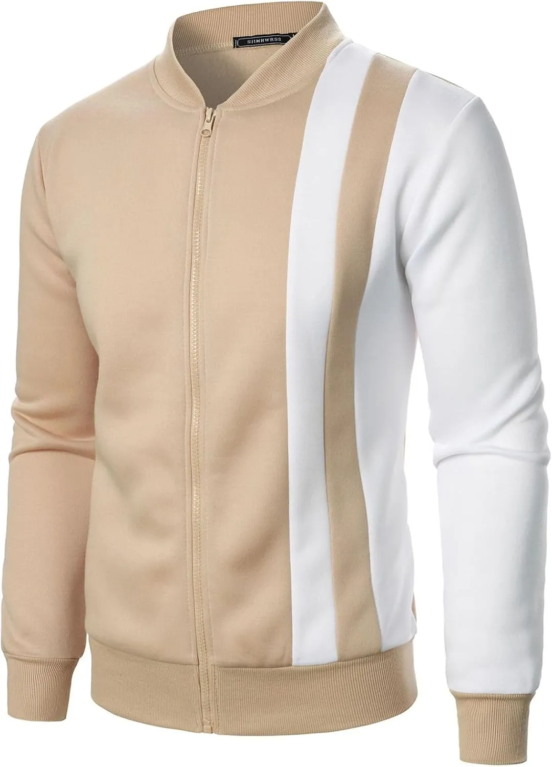 Casual Bomber Jackets for Men 2024 Trendy Colorblock Slim Fit Lightweight Waffle Varsity Jacket Fall Coat with Zipper