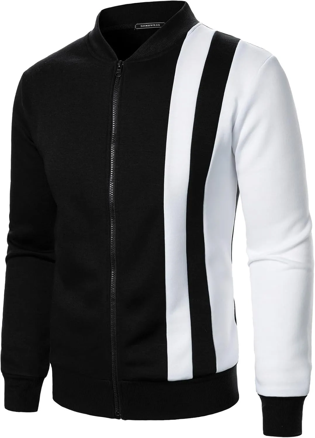 Casual Bomber Jackets for Men 2024 Trendy Colorblock Slim Fit Lightweight Waffle Varsity Jacket Fall Coat with Zipper