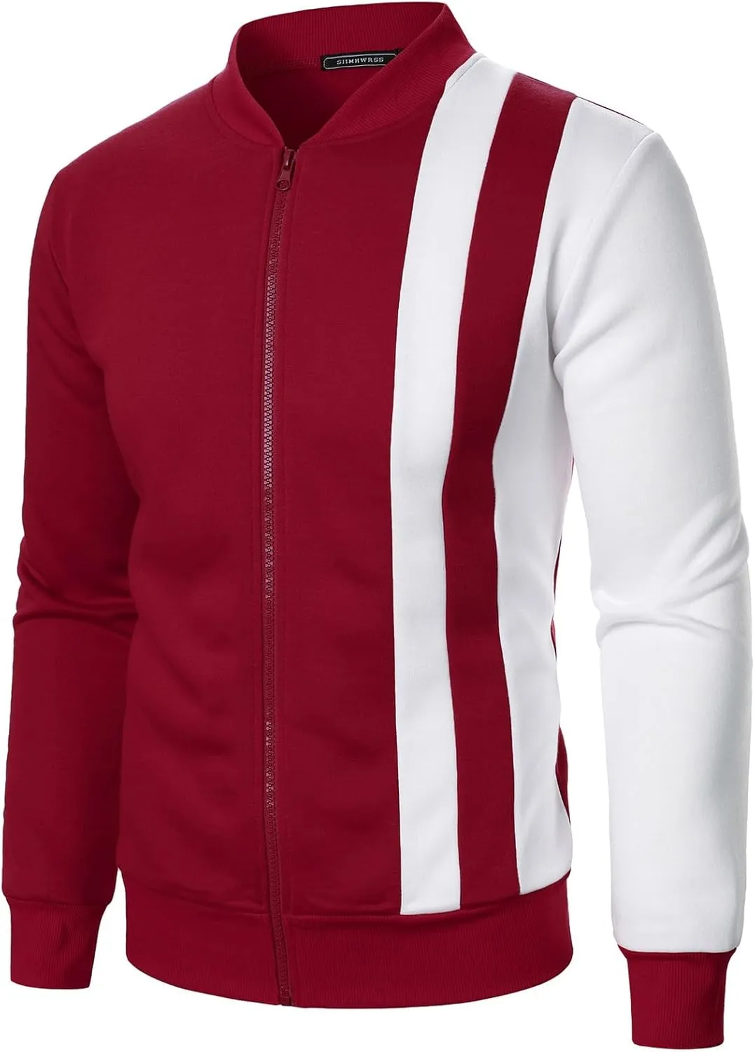 Casual Bomber Jackets for Men 2024 Trendy Colorblock Slim Fit Lightweight Waffle Varsity Jacket Fall Coat with Zipper