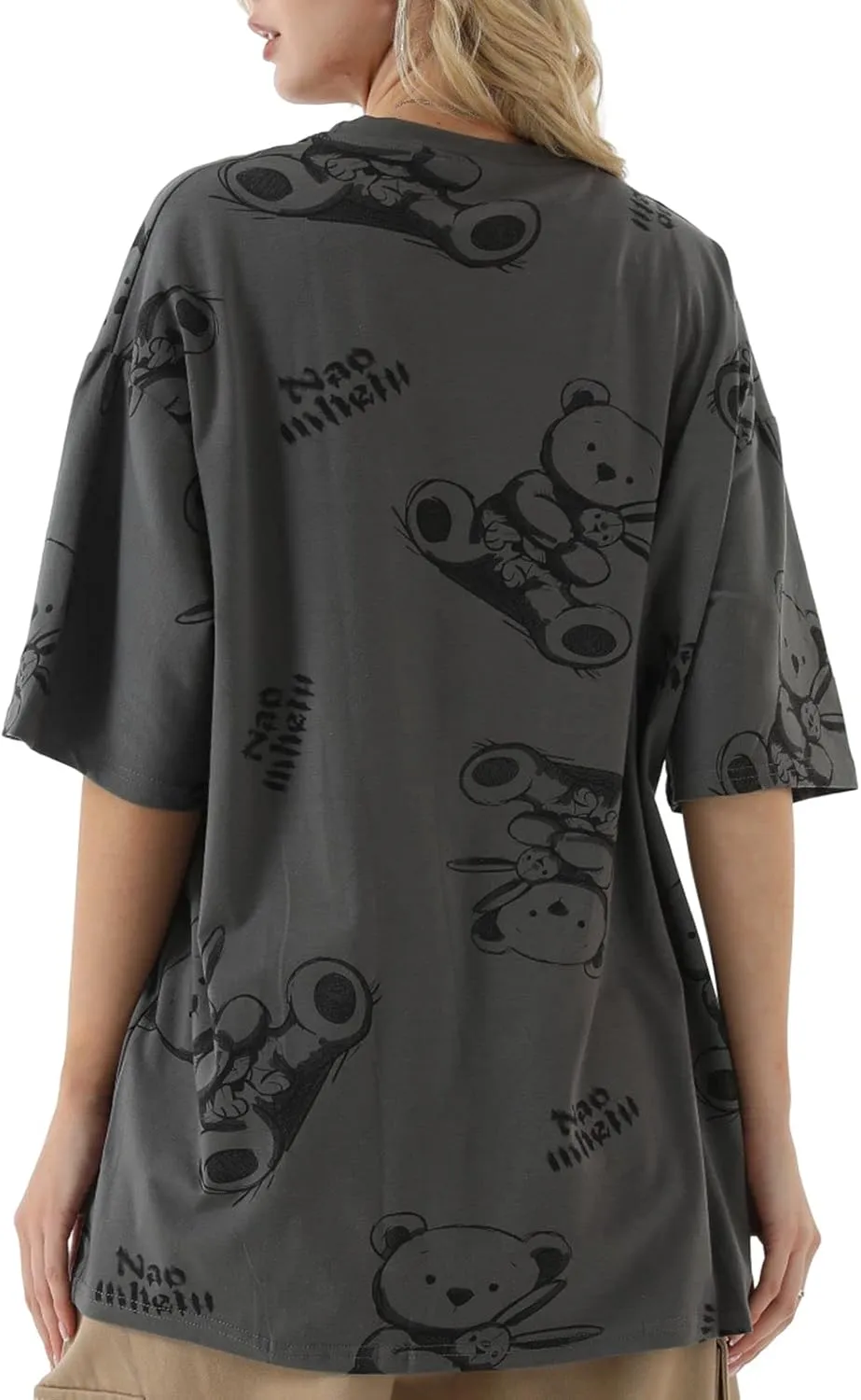 Casual Graphic Tees for Women Men T Shirts Short Sleeve Summer Bear Tops Loose Fit Cute Couple
