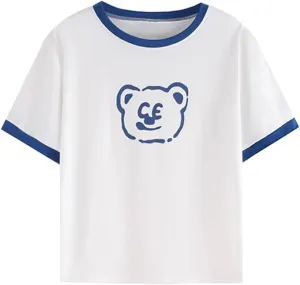 Casual Graphic Tees for Women Men T Shirts Short Sleeve Summer Bear Tops Loose Fit Cute Couple
