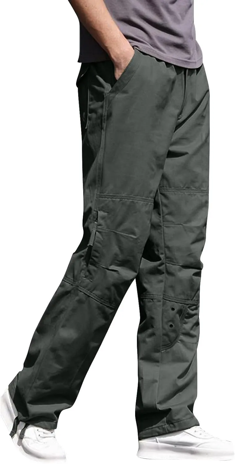 Casual Hiking Pants for Men Stretch Relaxed Fit Cotton Ripstop Tactical Pants Outdoor Work Long Trousers with Pockets