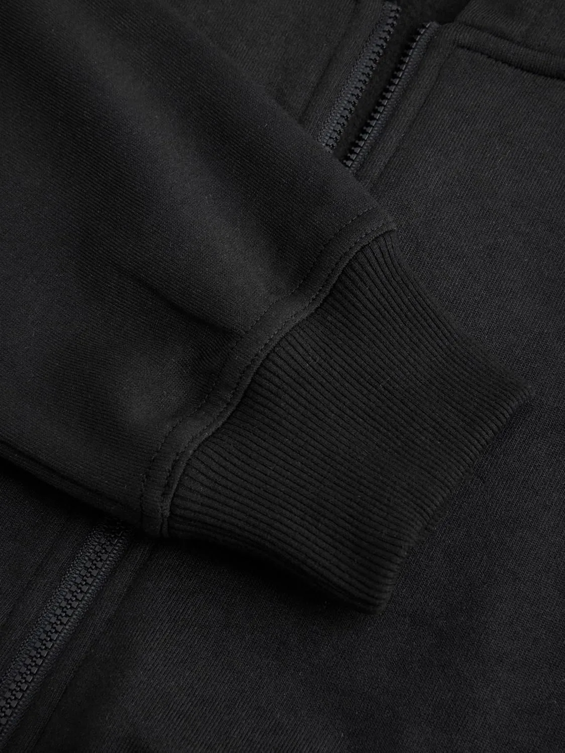 CIDER Terry Solid Zipper Crop Hoodie