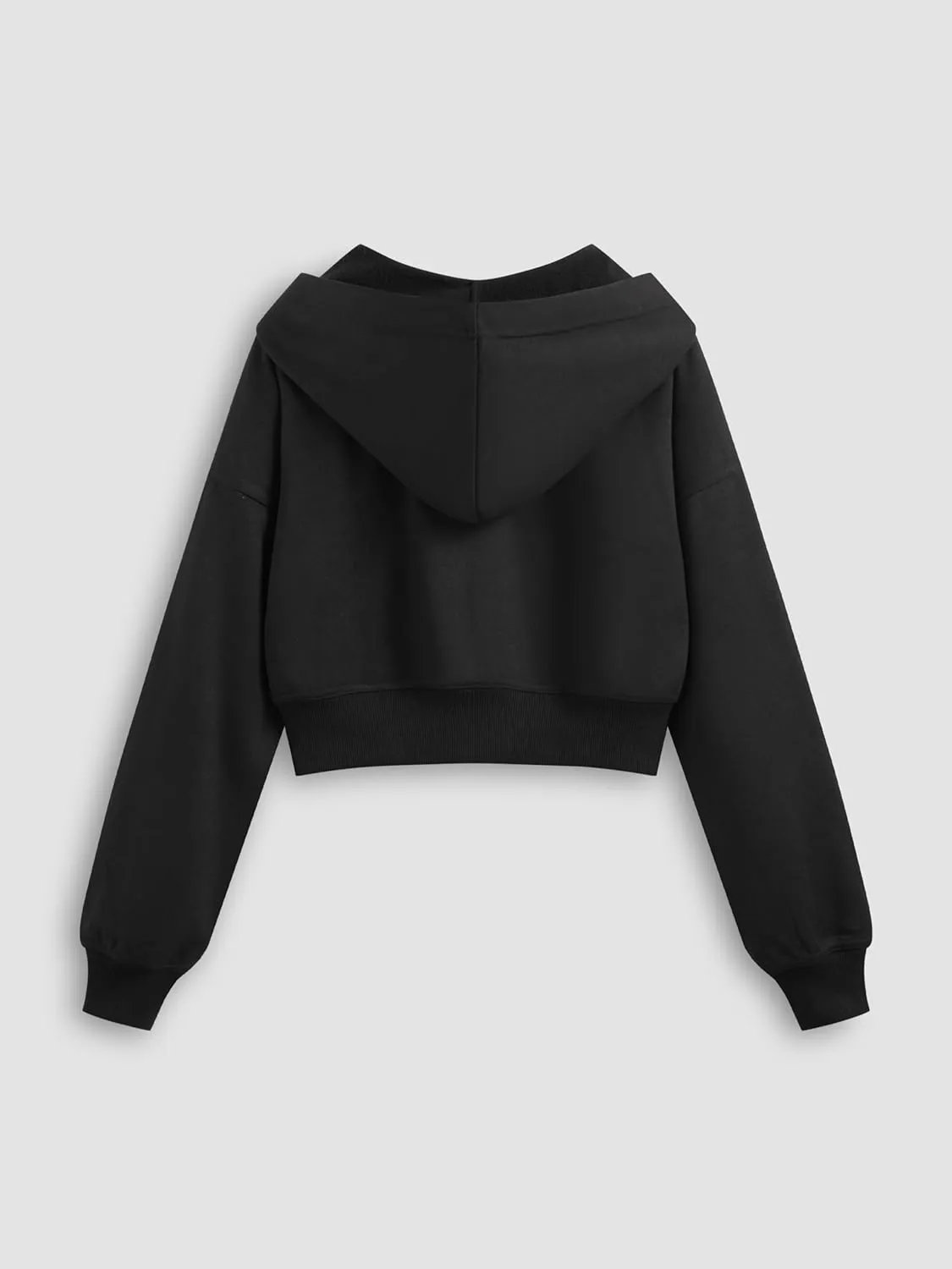 CIDER Terry Solid Zipper Crop Hoodie