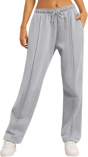 Classic Straight Leg Slacks Lady Travel Fall Elasticated Waist Overalls for Women Solid Color Fit Stretchy