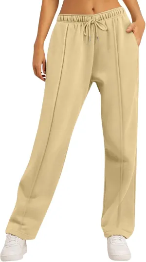 Classic Straight Leg Slacks Lady Travel Fall Elasticated Waist Overalls for Women Solid Color Fit Stretchy
