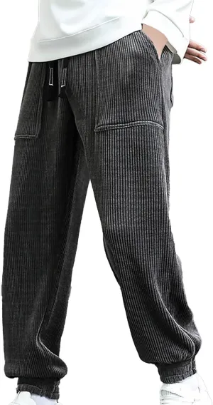 Comfortable Sweatpants for Men Mens Corduroy Joggers Pants Casual Cargo Pants Drawstring Elastic Athletic Lounge