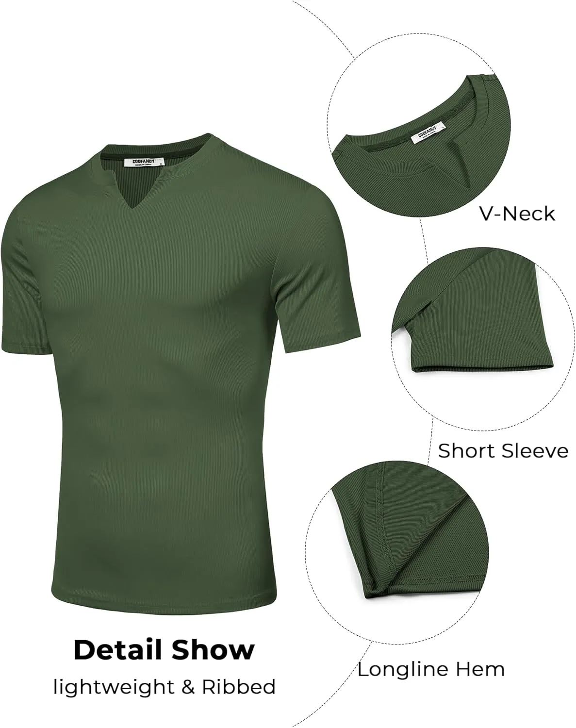 COOFANDY Mens Muscle T-Shirts V-Neck Slim Fit Workout Shirt Short Sleeve Longline Gym Athletic Tee Shirts