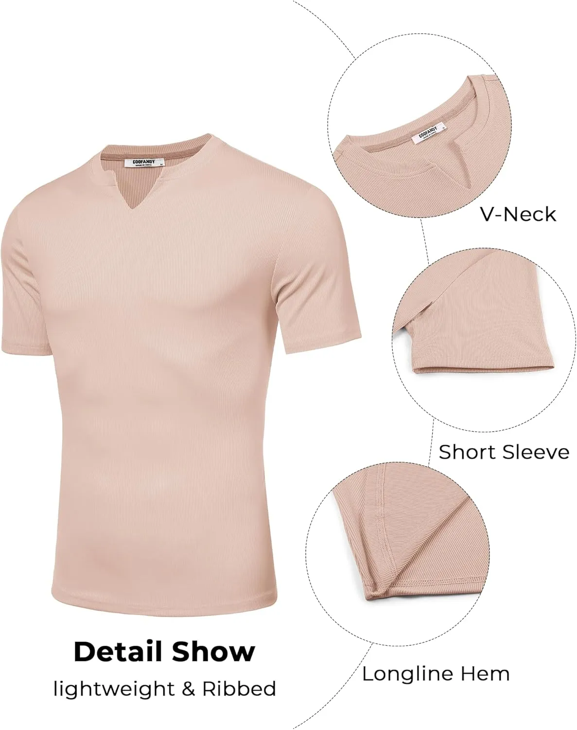 COOFANDY Mens Muscle T-Shirts V-Neck Slim Fit Workout Shirt Short Sleeve Longline Gym Athletic Tee Shirts