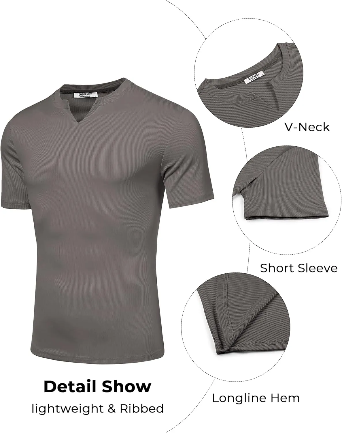 COOFANDY Mens Muscle T-Shirts V-Neck Slim Fit Workout Shirt Short Sleeve Longline Gym Athletic Tee Shirts