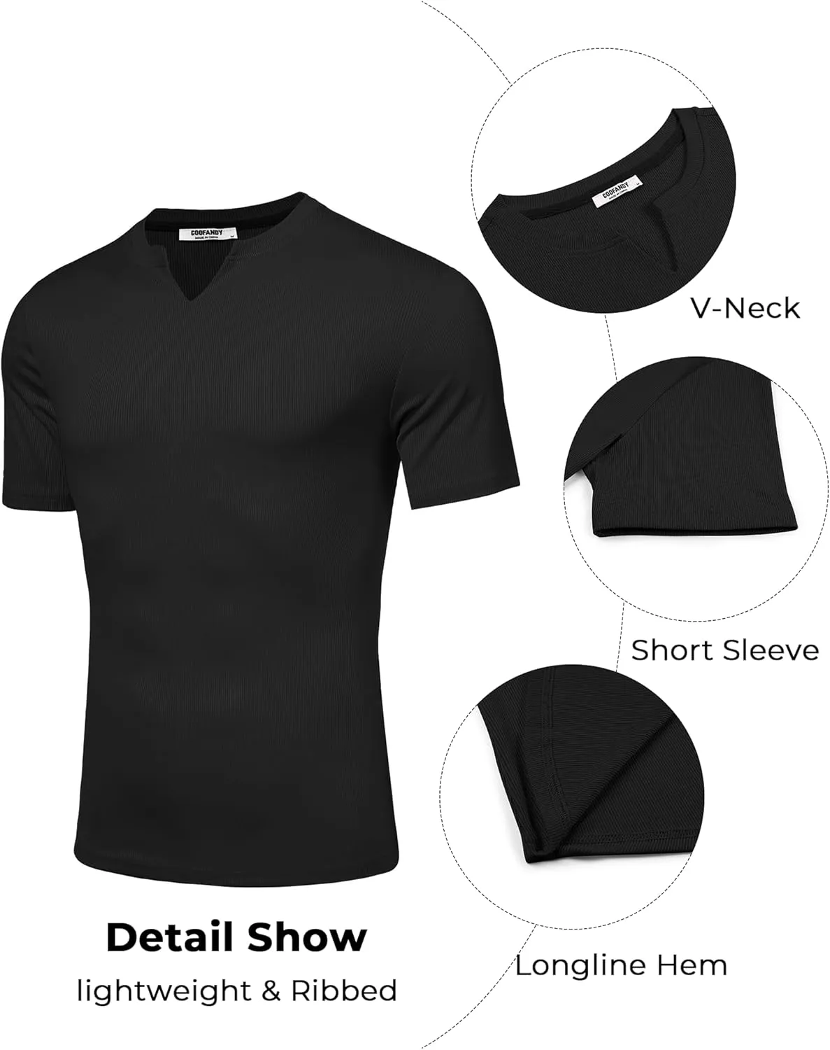 COOFANDY Mens Muscle T-Shirts V-Neck Slim Fit Workout Shirt Short Sleeve Longline Gym Athletic Tee Shirts