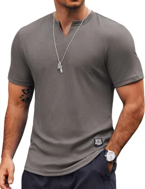 COOFANDY Mens Muscle T-Shirts V-Neck Slim Fit Workout Shirt Short Sleeve Longline Gym Athletic Tee Shirts
