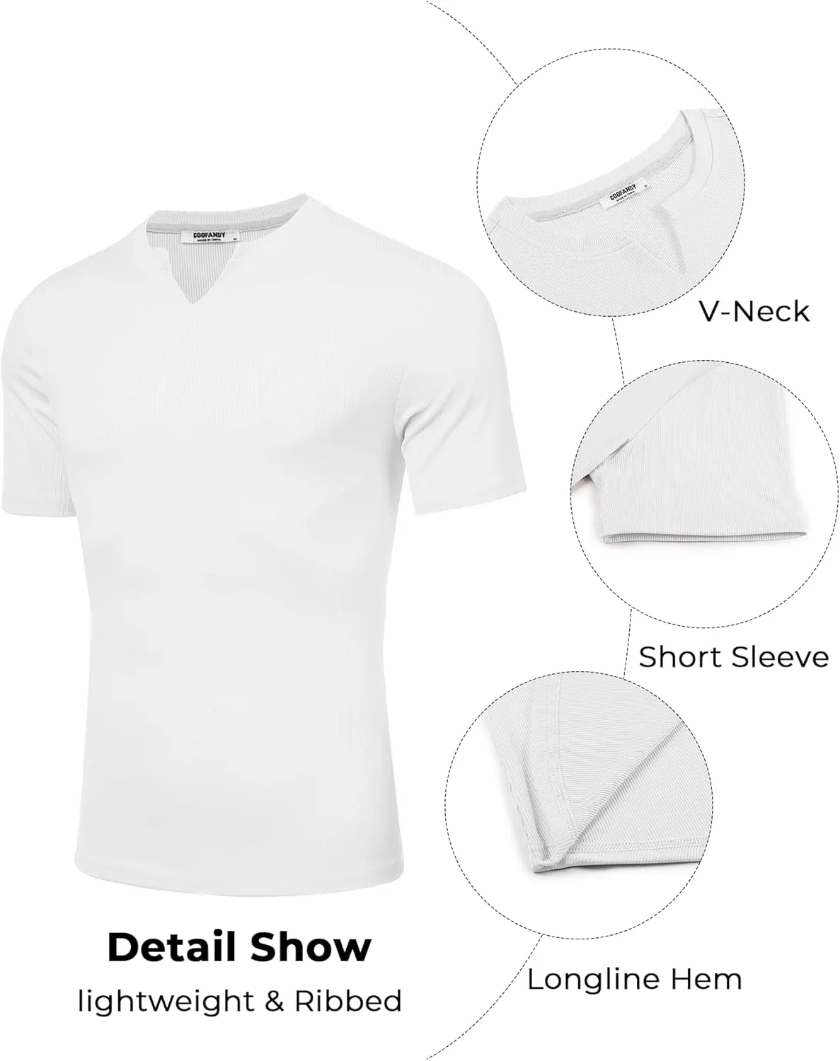 COOFANDY Mens Muscle T-Shirts V-Neck Slim Fit Workout Shirt Short Sleeve Longline Gym Athletic Tee Shirts