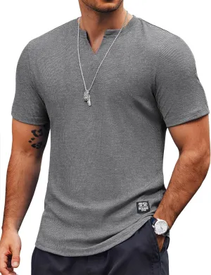 COOFANDY Mens Muscle T-Shirts V-Neck Slim Fit Workout Shirt Short Sleeve Longline Gym Athletic Tee Shirts