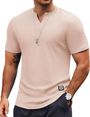 COOFANDY Mens Muscle T-Shirts V-Neck Slim Fit Workout Shirt Short Sleeve Longline Gym Athletic Tee Shirts
