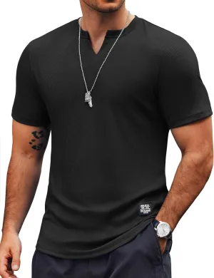 COOFANDY Mens Muscle T-Shirts V-Neck Slim Fit Workout Shirt Short Sleeve Longline Gym Athletic Tee Shirts