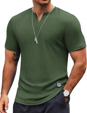 COOFANDY Mens Muscle T-Shirts V-Neck Slim Fit Workout Shirt Short Sleeve Longline Gym Athletic Tee Shirts