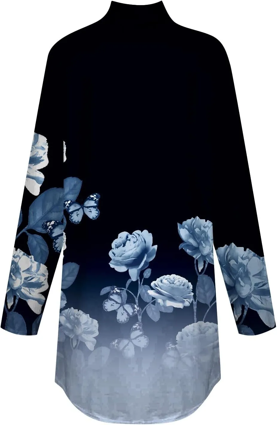 Costumes for Women Printing Long Sleeve T Shirt High Neck Hide Belly Outfits Winter Lightweight Pullover Tops