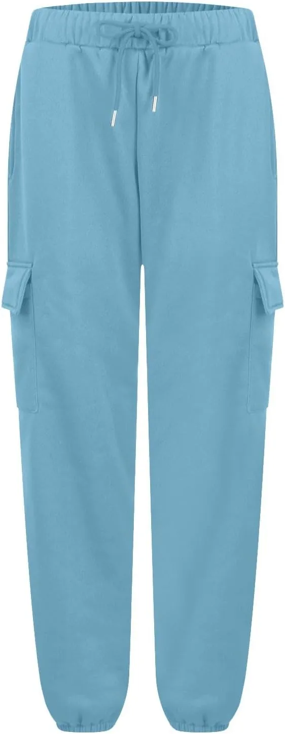Cotton Joggers for Women Baggy Drawstring High Waisted Baggy Sweatpants Athletic Work Cargo Pants with Pockets