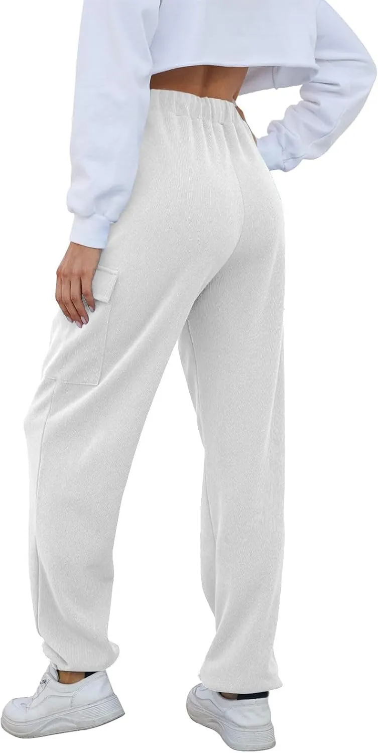 Cotton Joggers for Women Baggy Drawstring High Waisted Baggy Sweatpants Athletic Work Cargo Pants with Pockets