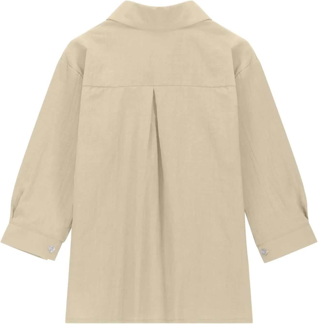 Cotton Linen Shirts for Girls Summer Spring Holiday Tops Casual Loose Fit Breathable Button Down Roll Up Sleeve Shirt