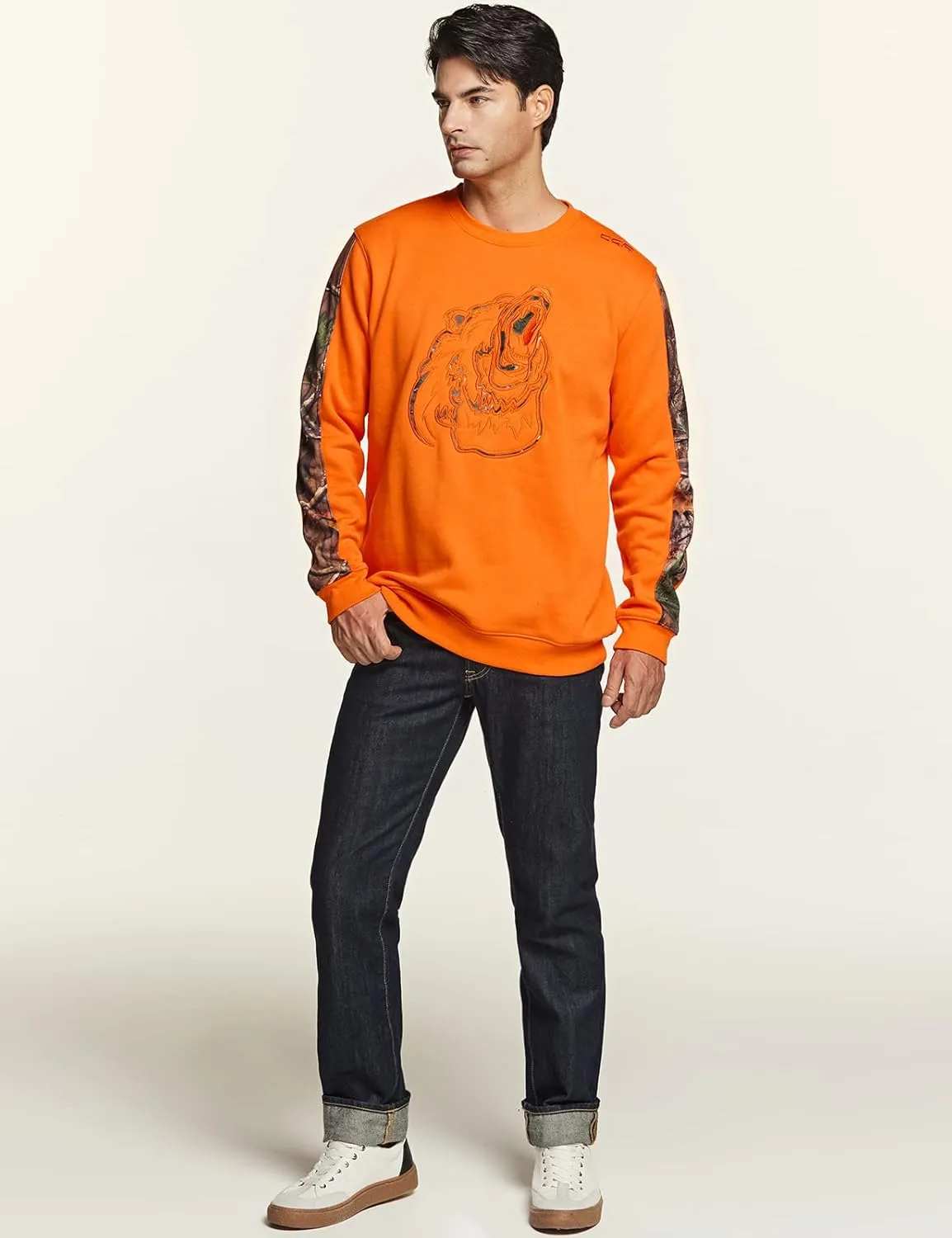 CQR Men's Fleece Crewneck Sweatshirt, Winter Outdoor Performance Pullover, Crew Fleece Lined Hunting Sweatshirts