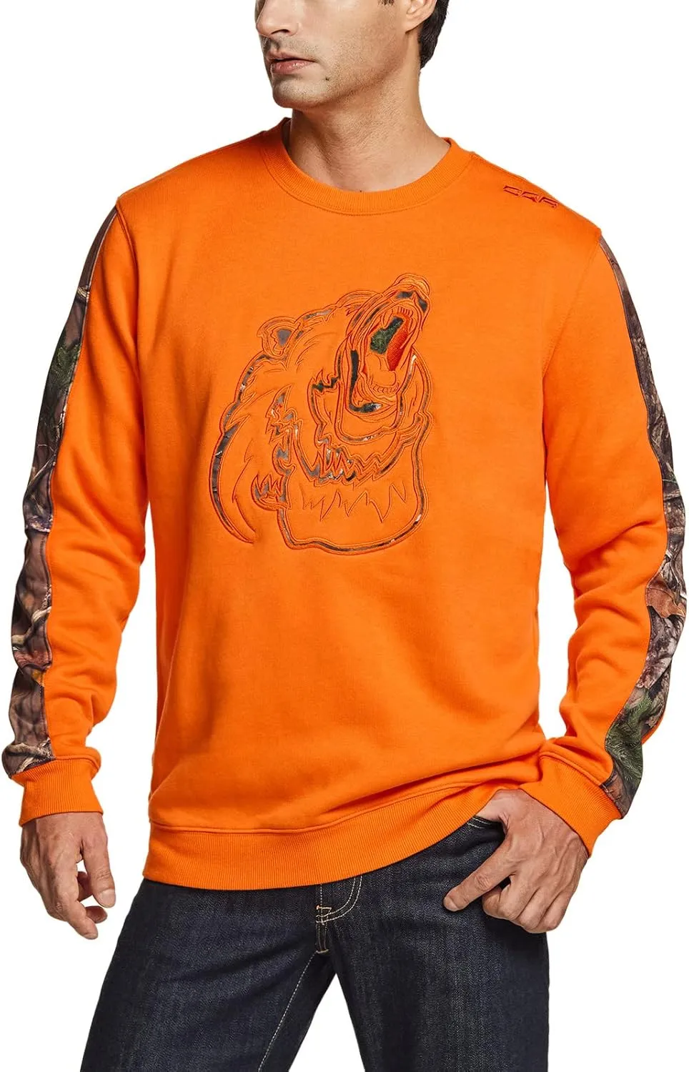 CQR Men's Fleece Crewneck Sweatshirt, Winter Outdoor Performance Pullover, Crew Fleece Lined Hunting Sweatshirts