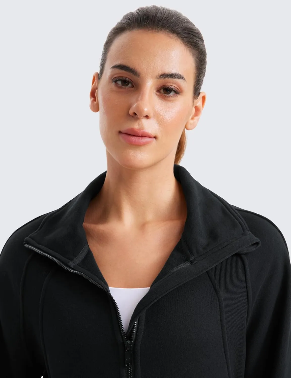 CRZ YOGA Womens Fleece Lined Sweatshirts Half Zip Funnel Neck Pullover Long Sleeve Hip Oversized Hoodies with Thumb Holes