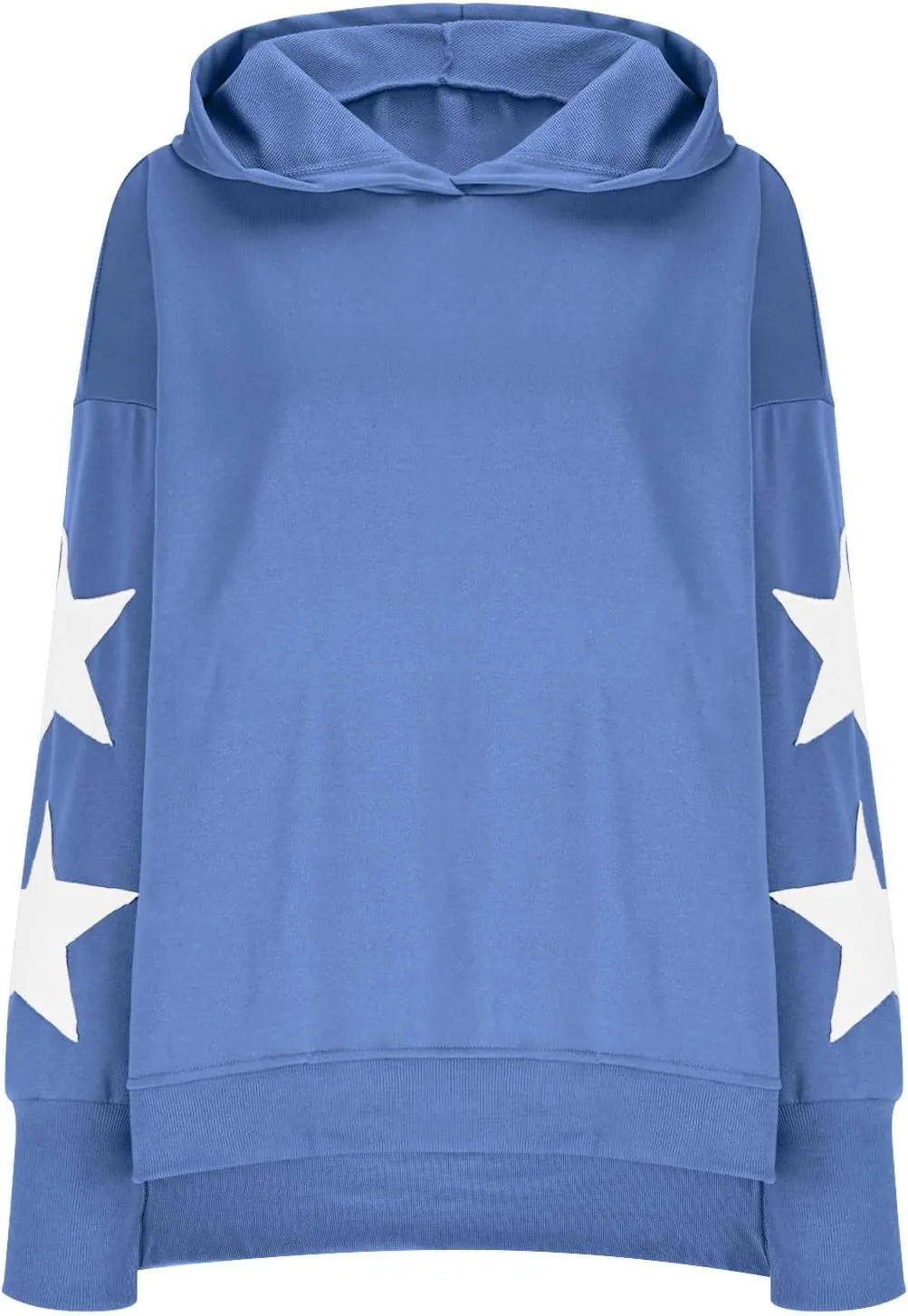 Cute Hoodies For Women Trendy 2024 Oversized Star Print Hooded Sweatshirt Side Slit Fall Pullover Tops y2k Clothes