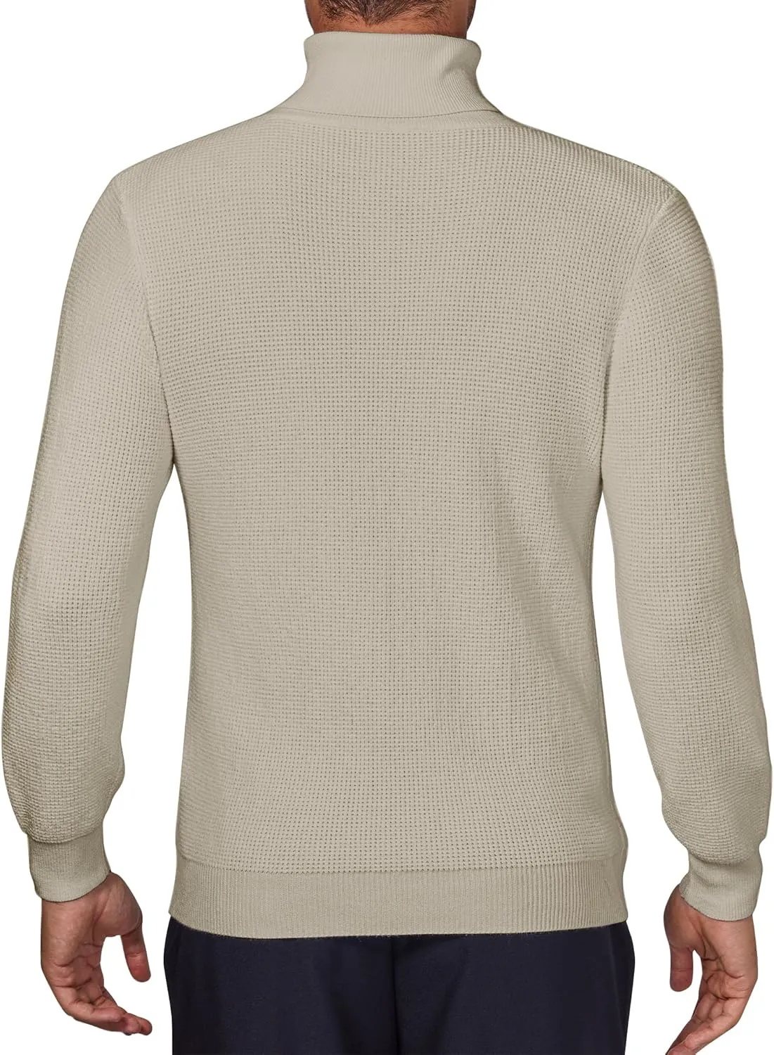 DEMEANOR Men's Turtleneck Pullover Sweaters for Men Waffle Knit Long Sleeve Thermal Turtle Neck Warm Sweaters for Men