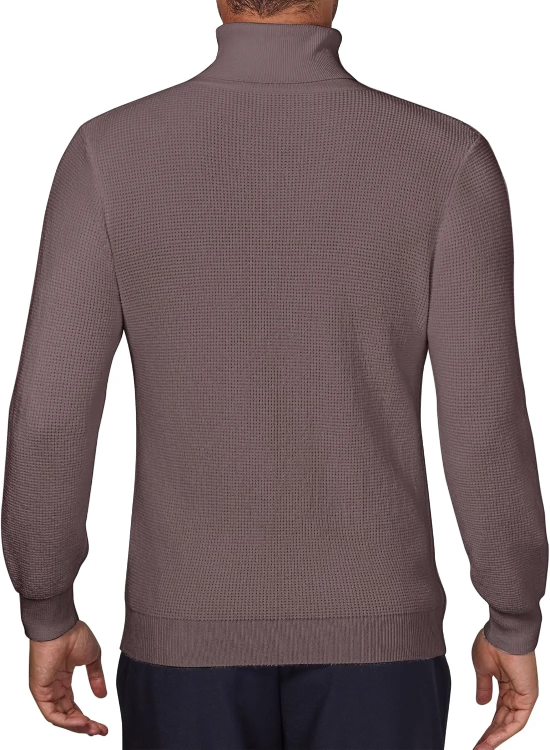 DEMEANOR Men's Turtleneck Pullover Sweaters for Men Waffle Knit Long Sleeve Thermal Turtle Neck Warm Sweaters for Men