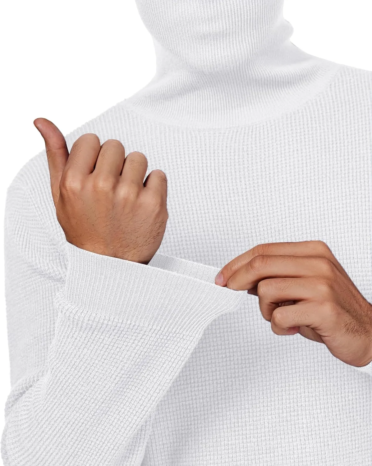 DEMEANOR Men's Turtleneck Pullover Sweaters for Men Waffle Knit Long Sleeve Thermal Turtle Neck Warm Sweaters for Men