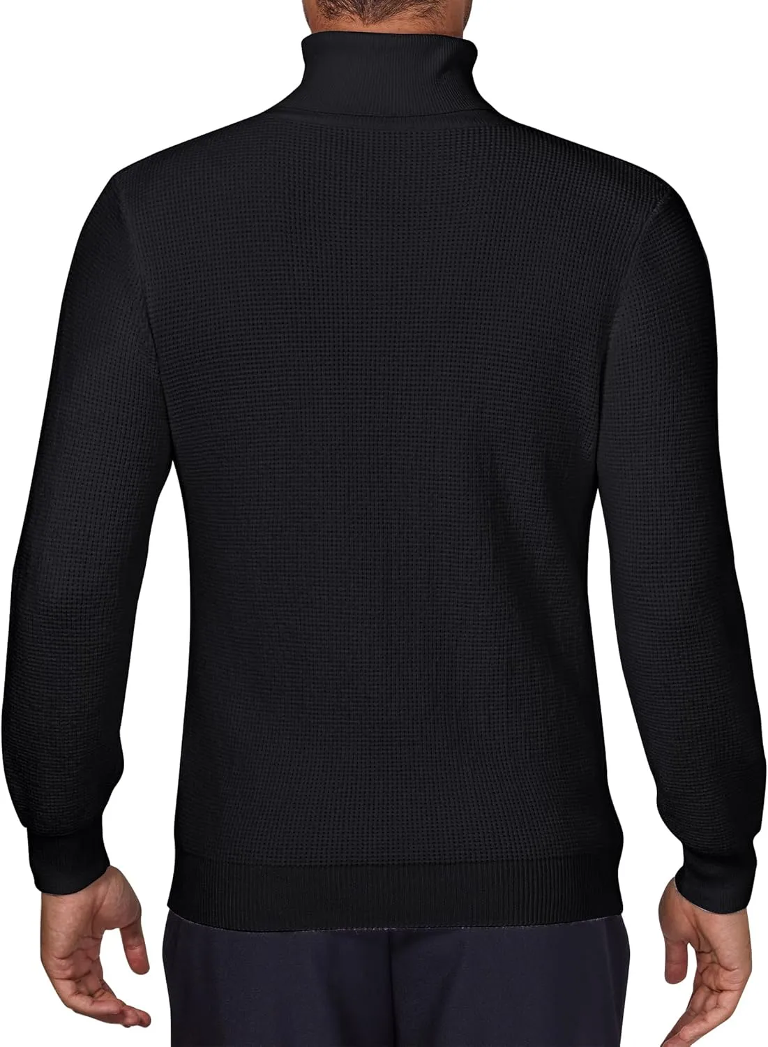 DEMEANOR Men's Turtleneck Pullover Sweaters for Men Waffle Knit Long Sleeve Thermal Turtle Neck Warm Sweaters for Men