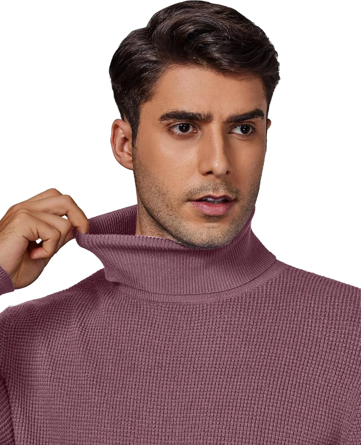 DEMEANOR Men's Turtleneck Pullover Sweaters for Men Waffle Knit Long Sleeve Thermal Turtle Neck Warm Sweaters for Men