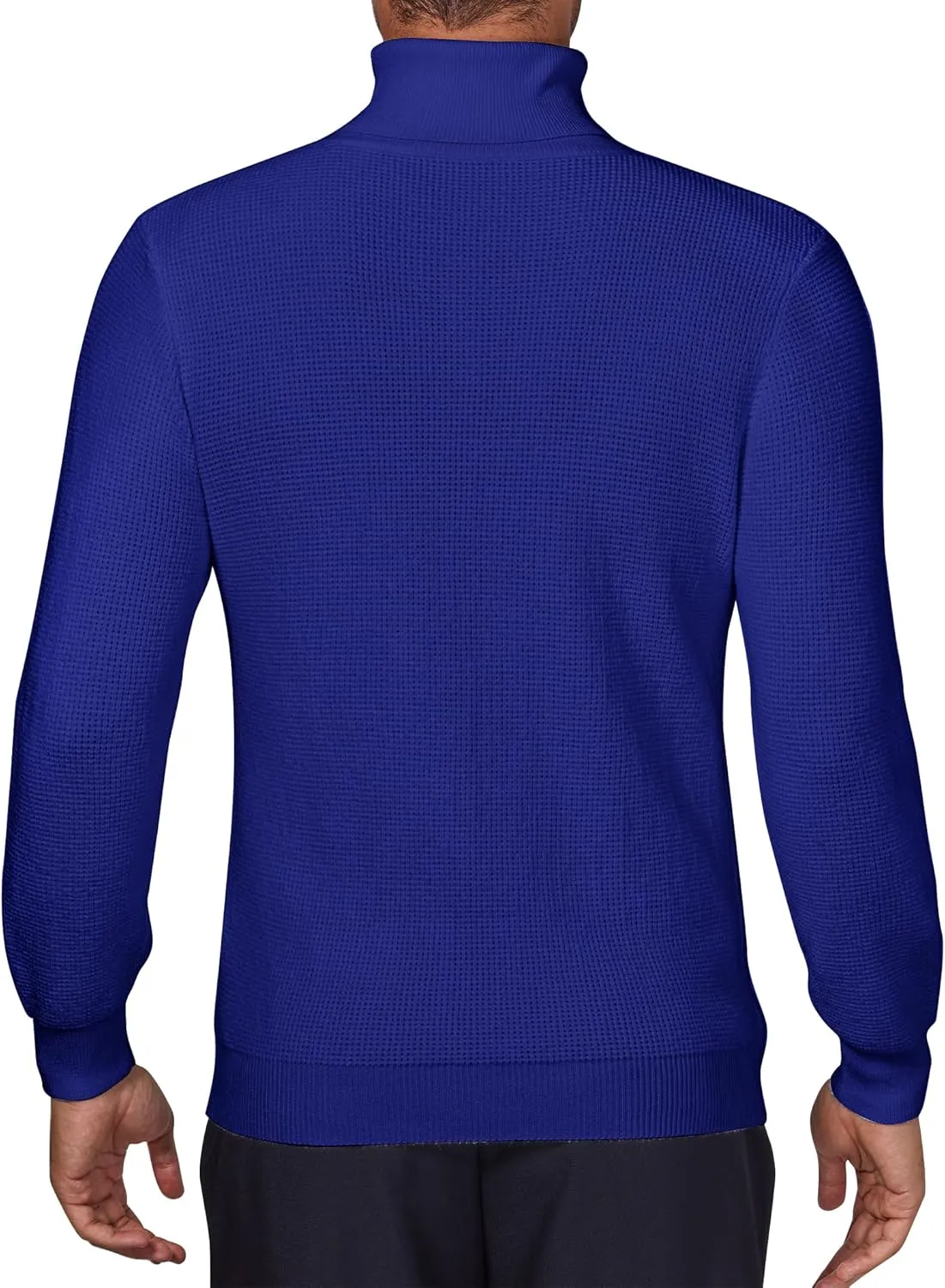 DEMEANOR Men's Turtleneck Pullover Sweaters for Men Waffle Knit Long Sleeve Thermal Turtle Neck Warm Sweaters for Men