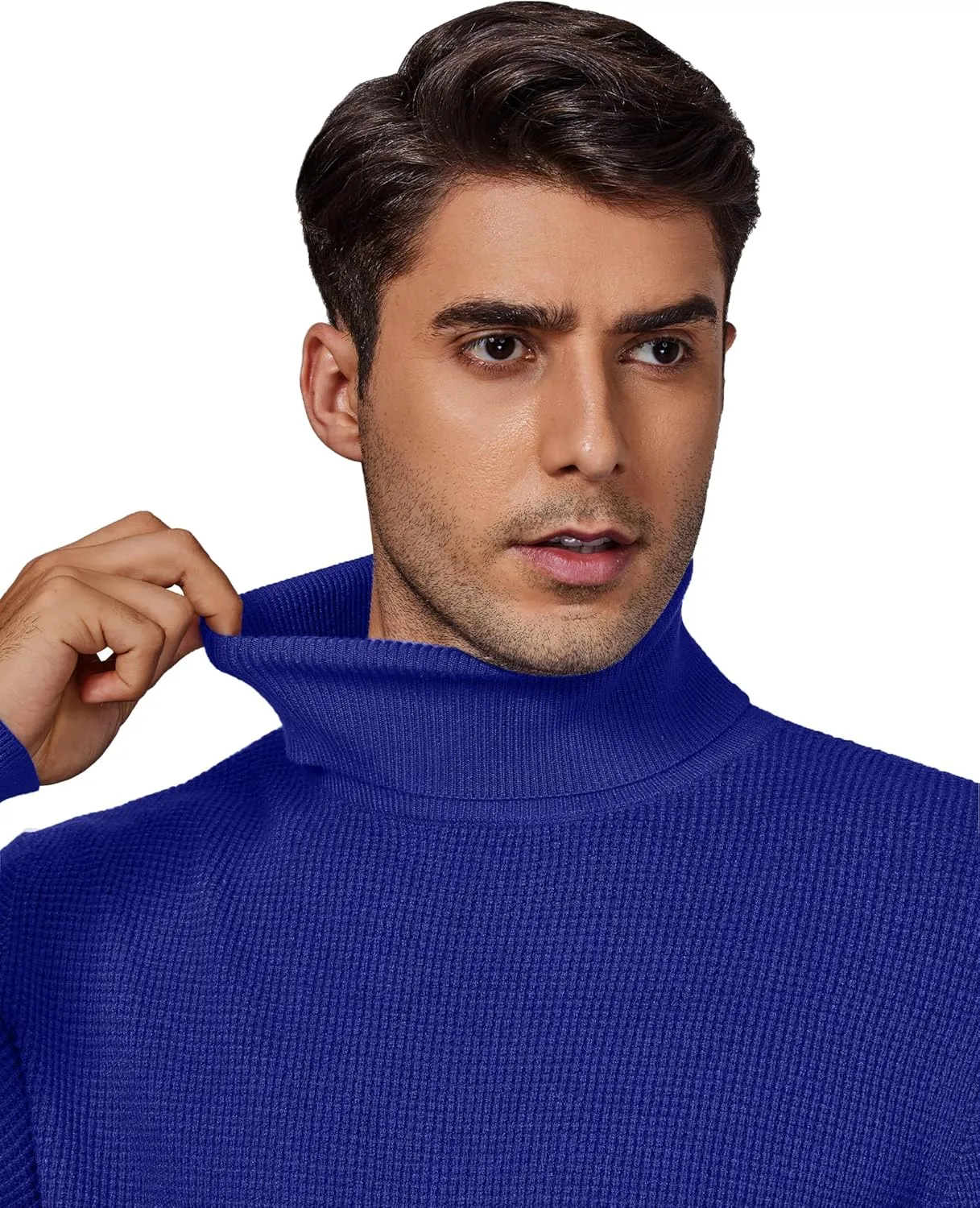DEMEANOR Men's Turtleneck Pullover Sweaters for Men Waffle Knit Long Sleeve Thermal Turtle Neck Warm Sweaters for Men