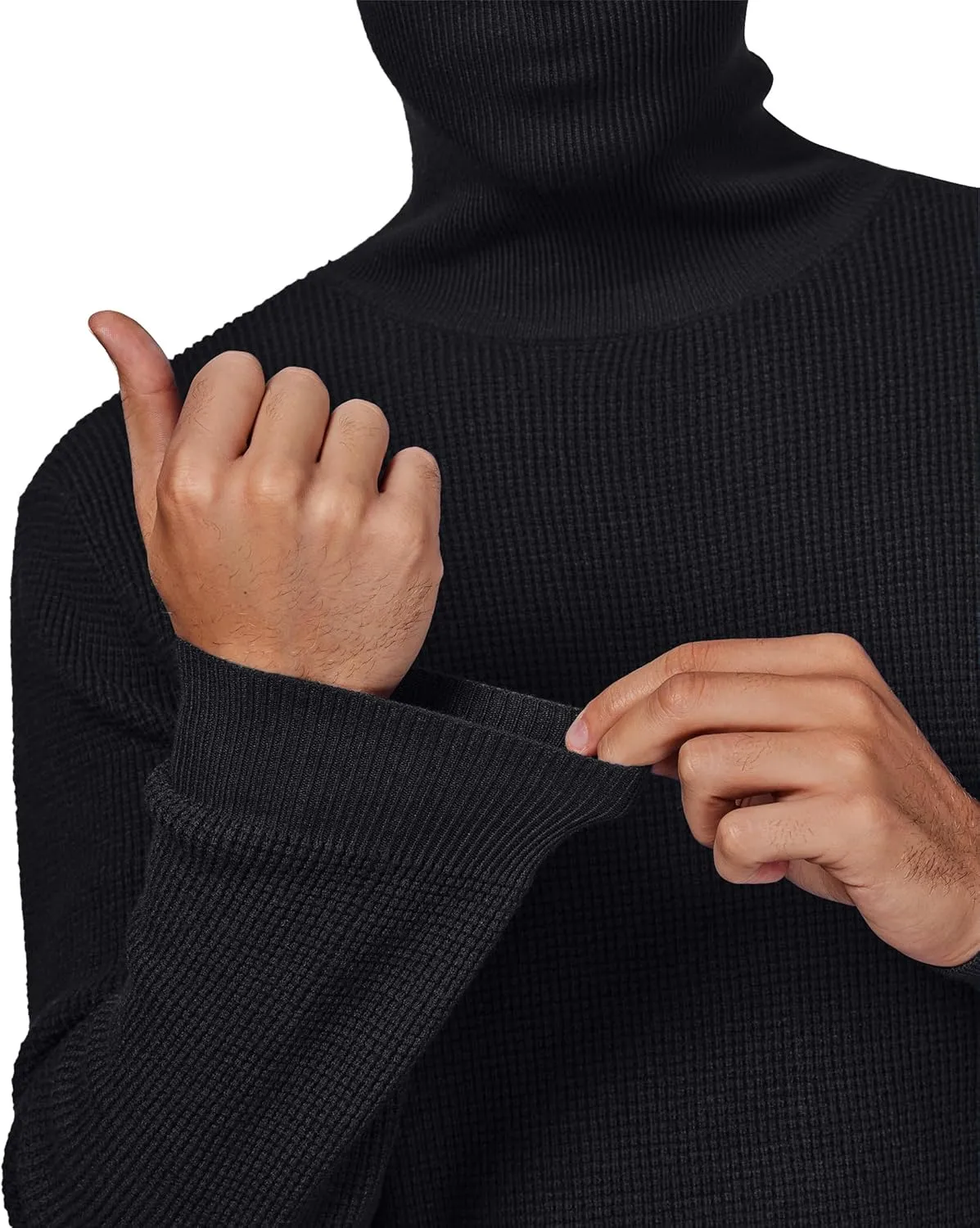 DEMEANOR Men's Turtleneck Pullover Sweaters for Men Waffle Knit Long Sleeve Thermal Turtle Neck Warm Sweaters for Men
