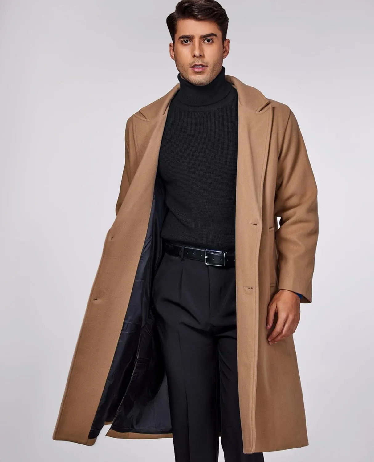 DEMEANOR Men's Turtleneck Pullover Sweaters for Men Waffle Knit Long Sleeve Thermal Turtle Neck Warm Sweaters for Men