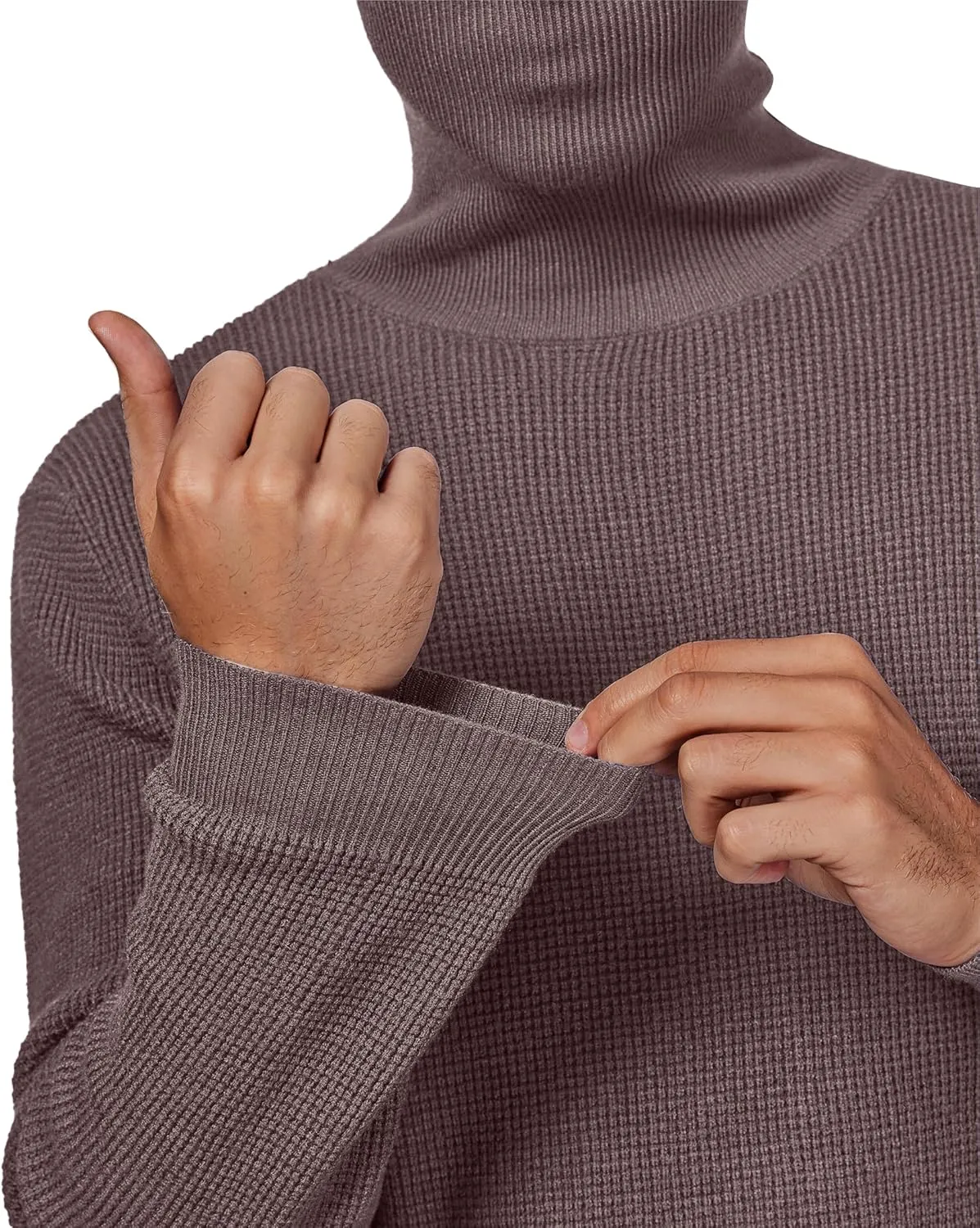 DEMEANOR Men's Turtleneck Pullover Sweaters for Men Waffle Knit Long Sleeve Thermal Turtle Neck Warm Sweaters for Men